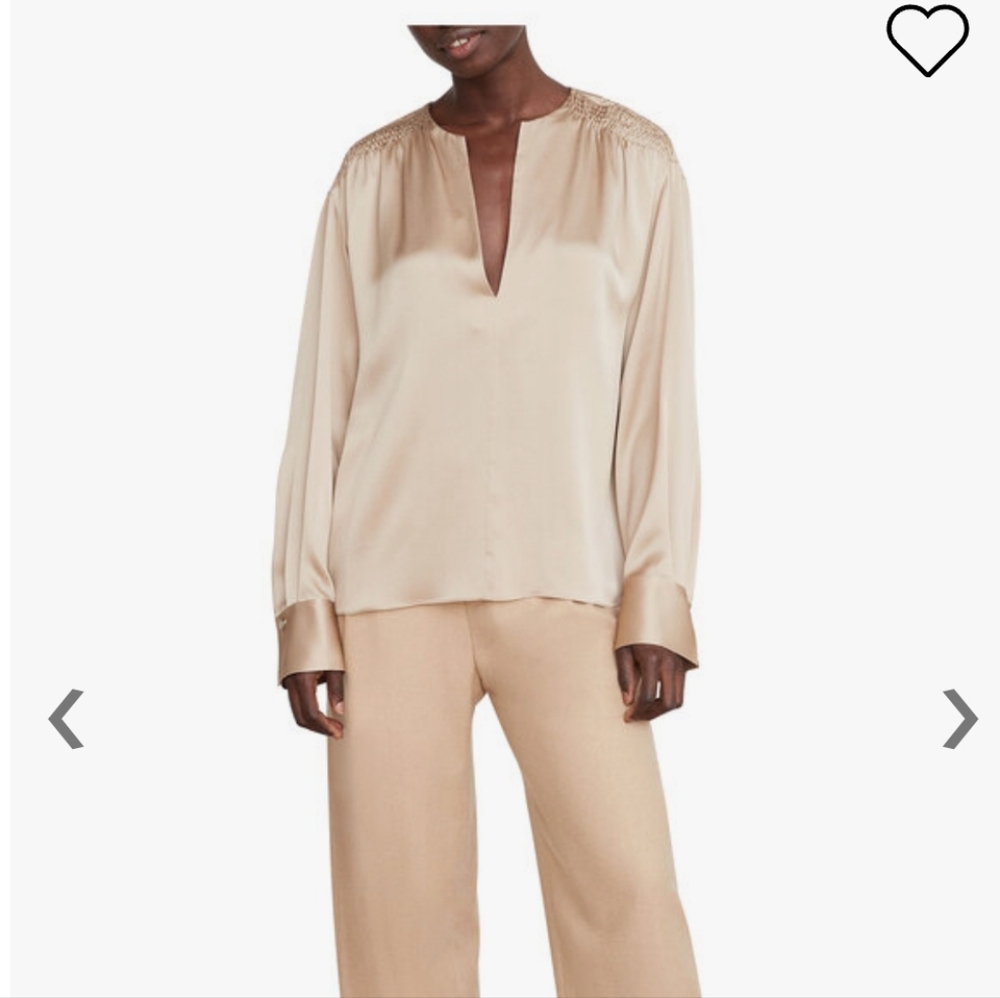 NWT Vince Champagne Smocked Blouse
